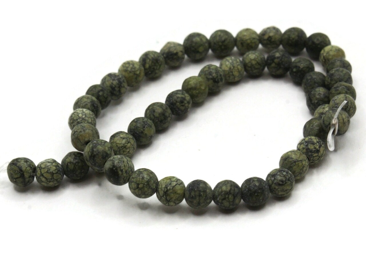 44 4mm to 5mm Green Gemstone Round Serpentine Stone Beads to String